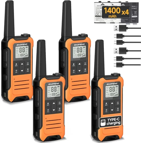 Vista 8 de Baofeng F22 - Walkie Talkies recargables de largo alcance para adultos, radio FRS de mano, paquete de 4 unidades de radio portátil de 2 vías, cable