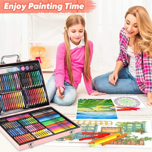 Vista 6 de Soucolor Suministros de Arte y Manualidades, Juego de Dibujo y Pintura de 183 Piezas para Niñas, Niños y Adolescentes, Kit de Arte para Colorear