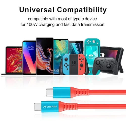 Vista 7 de SUTWKAM Cable cargador de interruptor, video de 100 W20 Gbps4K, funcionalidad 3 en 1, compatible con Nintendo Switch, Steam Deck, PS5, iPhone 15