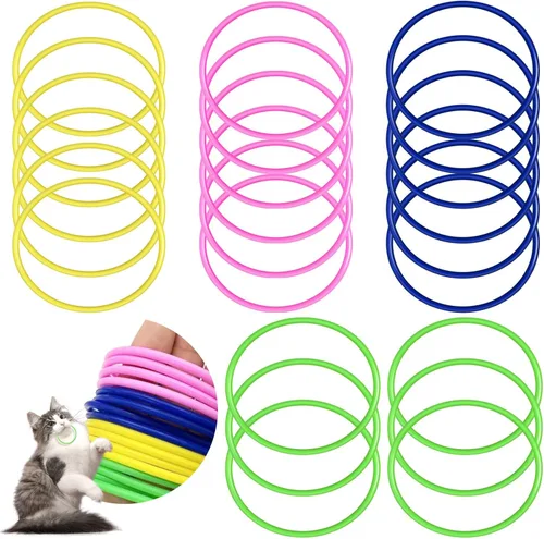Vista 10 de Juguetes para gatos 24 piezas, juguete de goma para morder para gatos, juguetes interactivos para gatos para pasar el tiempo, pulseras coloridas