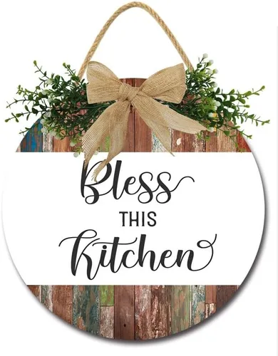 Vista 10 de Bless This Kitchen Signs for Farmhouse Home Rustic Hanging Wood Kitchen Wall Decor For Dining Room Pantry D4