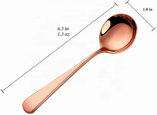 Vista 6 de MINGYU Juego de 4 cucharas de sopa redondas pesadas – Cuchara de caldo de acero inoxidable Muticolor, cucharas para servir la cena, cucharada