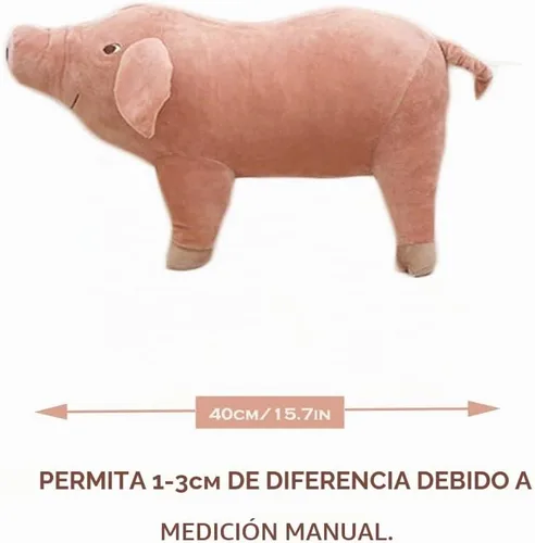 Vista 6 de Peluche de cerdo rosa de 15.7 pulgadas, almohada de peluche para niños