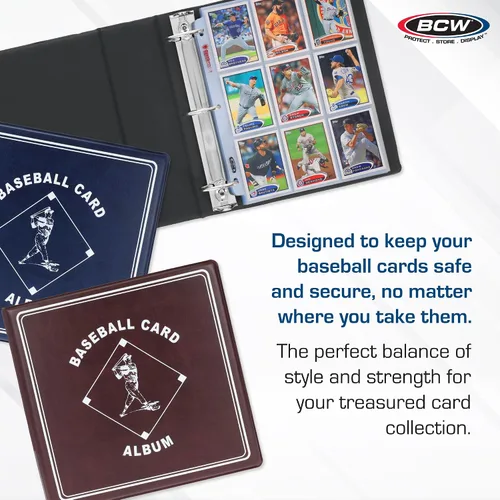 Vista 4 de BCW Supplies - Álbum de béisbol de 3 pulgadas, color negro, carpeta duradera de alta calidad para 90 tarjetas de béisbol, anillo en D de servicio