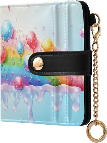 Vista 15 de Red Heart Black - Cartera para mujer, con bloqueo RFID, pequeña, delgada, tarjetero, plegable, compacta, de piel sintética, con bolsillo