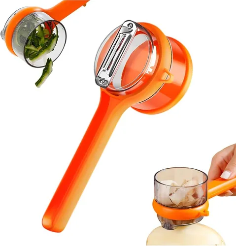 Vista 8 de Cuchillo pelador con caja de almacenamiento, pelador de verduras con contenedor, pelador de verduras multifunción de cocina para niños y adultos