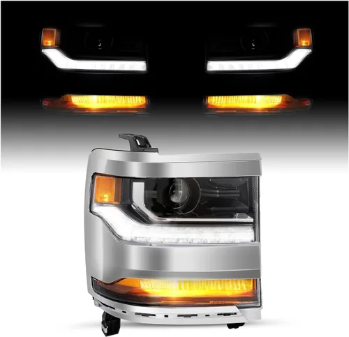 Vista 10 de Ensamble de faro HID/Xenón SOCKIR Compatible con Chevy Silverado 1500 2016-2019/19 Chevy Silverado 1500 LD [con bombilla HID D5S] con DRL LED