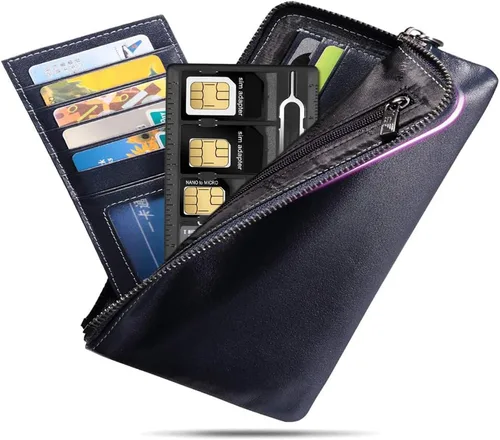 Vista 8 de 1 paquete de soportes para tarjetas SIM con bandeja abridor, juego de herramientas de almacenamiento de tarjetas para tarjetas de memoria Micro Nano
