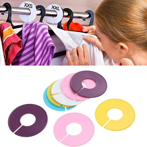 Vista 4 de FONDOTIN 3 piezas de ropa divisores de ropa tamaño de ropa divisores de armario de estante redondo divisores de tamaño perchas de plástico perchas