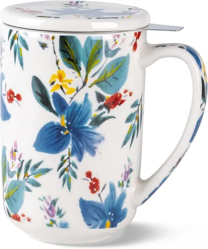 Vista 16 de AmorArc Taza de Té de Porcelana con Infusor y Tapas, Taza Grande de 18 Oz con Colador y Soporte para Bolsa para Té de Hojas Sueltas, Taza de Café