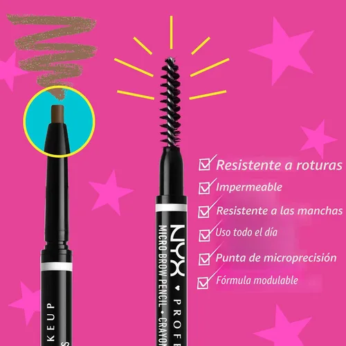 Vista 2 de NYX PROFESSIONAL MAKEUP Lápiz micro para cejas, lápiz preciso para cejas, color gris pardo