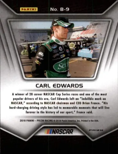 Vista 2 de 2018 Panini Prizm Brilliance Prizm #9 Carl Edwards Scotts/Roush Fenway Racing/Ford Racing Card