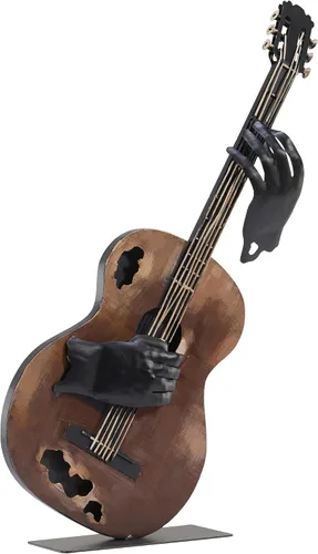 Vista 9 de SunBlogs Art - Decoración de guitarra de metal de 23 pulgadas de alto, escultura musical hecha a mano (negro) Hand-painted Metal Statue, Western