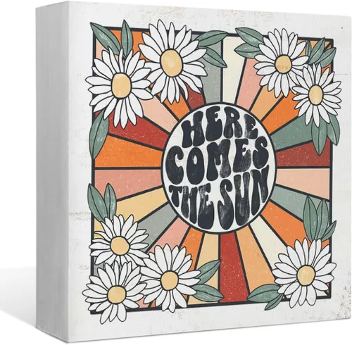 Vista 10 de Letrero de madera con sol bohemio – Letrero de madera con sol bohemio – Decoración de escritorio inspiradora para el hogar, dormitorio, habitación