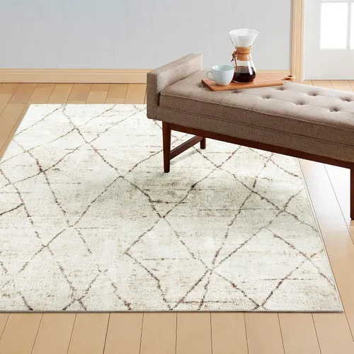 Vista 11 de Home Dynamix Everwash Treasure Alan - Alfombra geométrica moderna lavable a máquina, beige/marrón, 6.6 x 9.2 pies