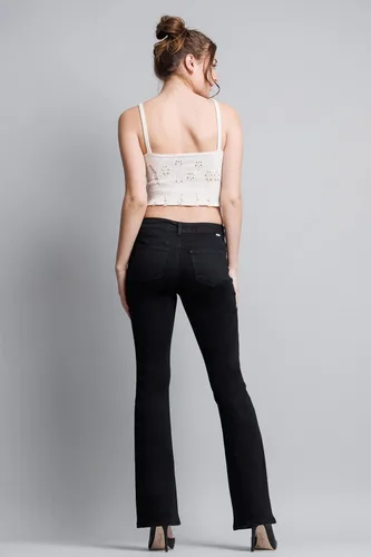 Vista 4 de Enjean Jeans clásicos y desgastados de tiro alto para mujer