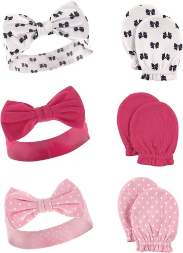 Vista 128 de Hudson Baby Conjunto de diadema de algodón y manoplas para rascar para bebé