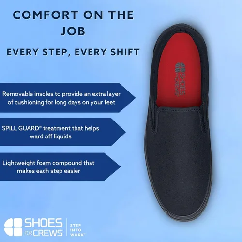 Vista 2 de Shoes For Crews Unisex Slip-On Work Shoes - Comfortable, Water-Resistant & Non-Slip Footwear for Men & Women - Ideal for Food Service, Healthcare &