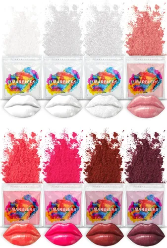 Vista 4 de MARBLERS Juego de colorantes en polvo de mica seguros para labios [Nudie 8 colores] Cosmético Pigmento de resina epoxi Tinte No tóxico