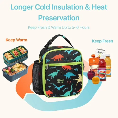 Vista 3 de Bagseri Bolsa de almuerzo para niños y mochila transparente para niños, bolsa de almuerzo aislada para niños y mochila para niños de 15 pulgadas