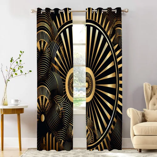 Vista 20 de Shrahala Floral Abstract Design Blackout Curtain Tiers, Minimalist Flower Illustration Kitchen Valance Light Blocking Tier Drapes with Rod Pocket, 2
