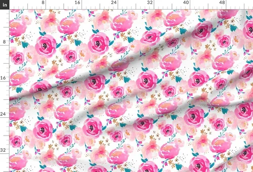 Vista 2 de Spoonflower Tela - Bloom Florals Girl Nursery Flores de acuarela Shabby Chic Girls Impreso en tela de gasa Fat Quarter - Ropa de moda de costura