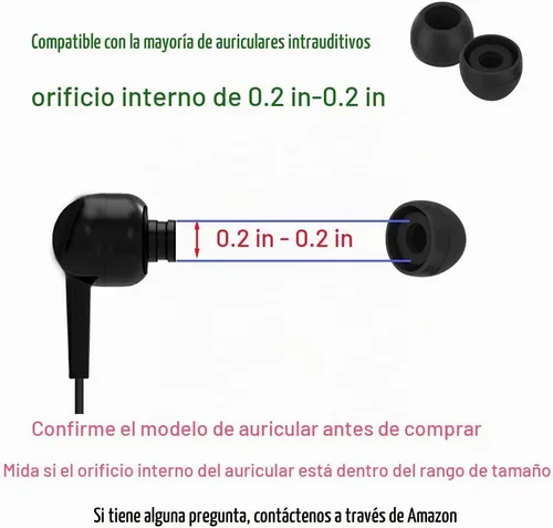 Vista 4 de Auriculares de silicona pequeños de repuesto para auriculares intrauditivos, puntas de goma, 10 pares (negro)