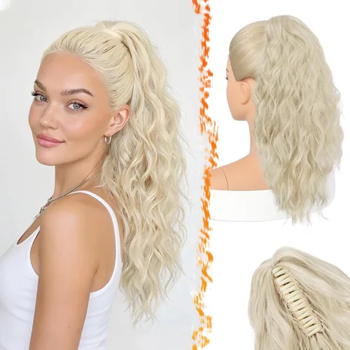 Vista 17 de BARSDAR Extensión de Cola de Caballo Marrón - Extensiones de Cola de Caballo con Pinza de 18 Pulgadas para Mujeres - Extensiones de Cabello Mezcla