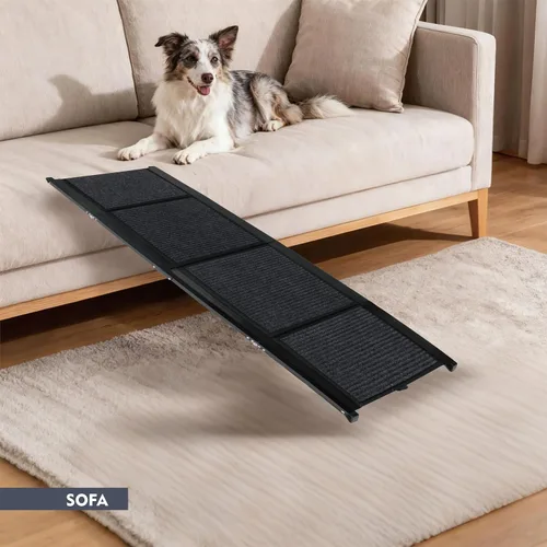 Vista 4 de Rampa para perros para automóvil, escalera plegable portátil para mascotas con superficie antideslizante de hasta 250 libras, capacidad de carga al