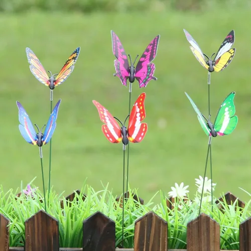 Vista 8 de NUOBESTY 12 estacas de mariposa falsas 3D para jardín, césped, patio, camino, adornos para interiores y exteriores (color al azar)