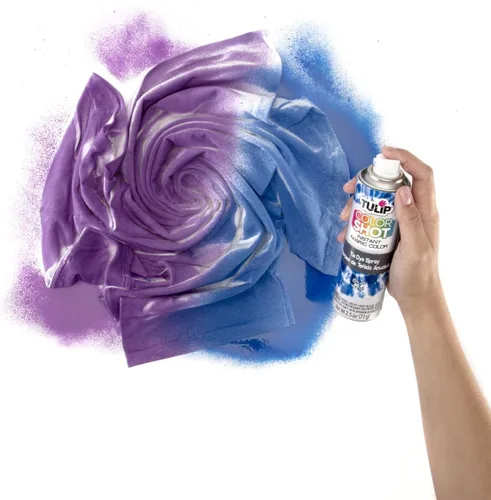 Vista 3 de Tulip ColorShot - Pintura en aerosol instantánea para tela, paquete de 6, spray permanente de teñido anudado Mini latas, 2.5 oz Rainbow paquete