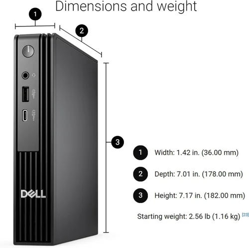 Vista 12 de Dell Pro Micro QCM1250 AI PC (Next Gen OptiPlex 7020 MFF), Intel 14-Core Ultra 5 235T (>Ultra 7 165U), mini escritorio empresarial, computadora IST