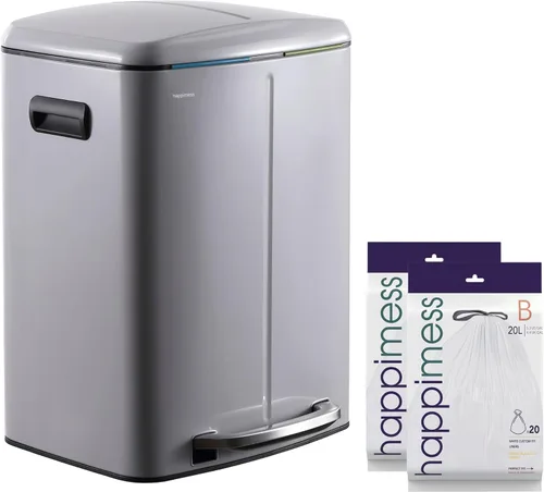 Vista 18 de happimess HPM1005B Marco Rectangular Cesta de Basura de 10.6 Galones con Dos Cubos y Tapa de Cierre Suave, Resistente a Huellas Dactilares, Moderna