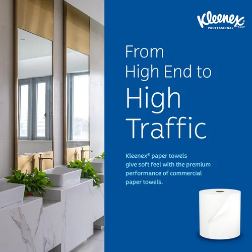 Vista 9 de Kleenex Toallas de Papel Profesionales Universales en Rollo Duro, a Granel (50606), Enrollado con Núcleo de 1.75", Bolsillos de Absorción Premium