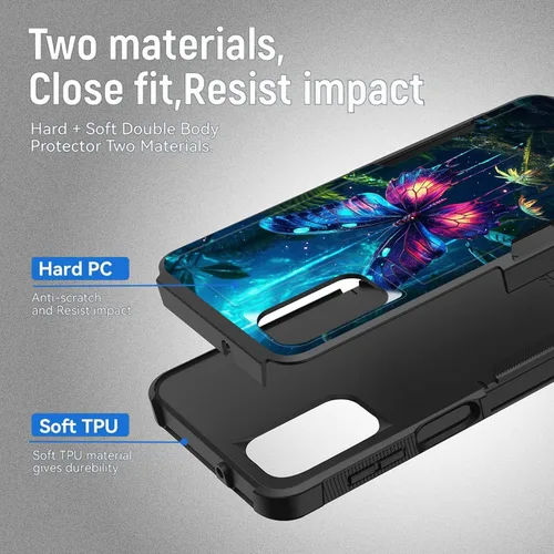 Vista 577 de Funda para Galaxy A14 5G, resistente de doble capa híbrida de policarbonato duro, goma suave, a prueba de golpes, funda protectora resistente