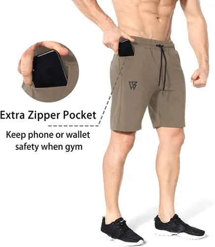 Vista 2 de ZENWILL Pantalones cortos de gimnasio para hombre, pantalones cortos de entrenamiento atléticos para fisicoculturismo con bolsillos