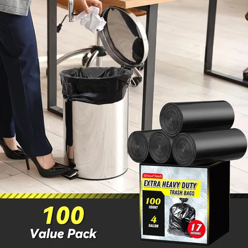 Vista 2 de Wowflash 100 bolsas de basura de 17 micrones extra resistentes de 4 galones