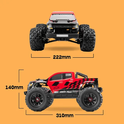 Vista 4 de Eazyrc Colorado RC Monster Truck 4X4, sin escobillas todoterreno con licencia Chevrolet, camión de control remoto recargable de más de 45 KPH