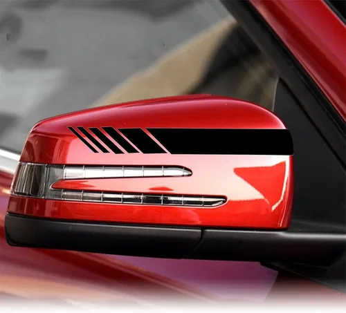 Vista 5 de x xotic tech Calcomanías de vinilo de rayas para espejo retrovisor estilo AMG Racing AMG, compatibles con Mercedes Dodge, Chevrolet Chrysler, etc.