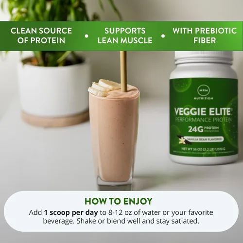 Vista 4 de MRM Nutrition Veggie Elite Performance Proteína Sabor a vainilla Proteína a base de plantas Fácil de digerir Con BCAA Vegano + sin gluten