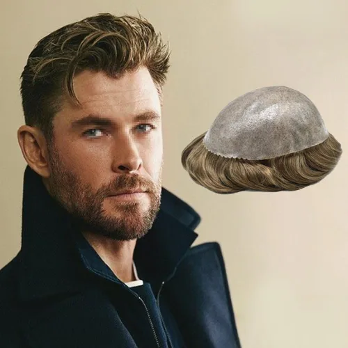 Vista 22 de Extensiones de pelo y tupés para hombre, sistema de cabello humano de poliéster completo para hombre, postizo de repuesto para hombre, protesis