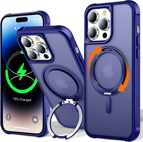 Vista 126 de UMIONE - Funda con diseño de anillo magnético giratorio de 360° para iPhone 11, soporte de bucle invisible integrado, compatible con Magsafe, funda