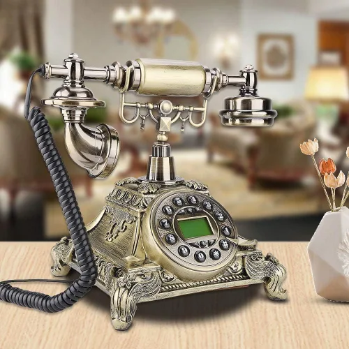 Vista 3 de Teléfono antiguo, teléfono retro BTIHCEUOT Retro Fijo Teléfono Fijo, MS-5501A Vintage Retro Estilo Europeo Imitación Antiguo Teléfono para Oficina