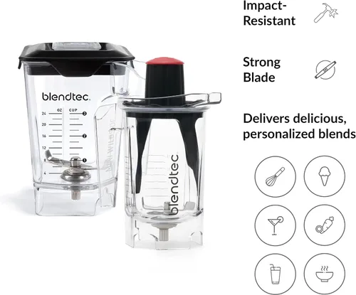 Vista 5 de Blendtec Mini WildSide+ (46 onzas) y Twister Jar (37 oz) – Tarro de licuadora de grado profesional – Sin BPA – Transparente Incluye espátula