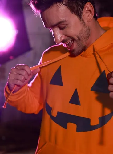 Vista 3 de Arvilhill Sudadera con capucha divertida de calabaza para hombre con disfraz de Halloween