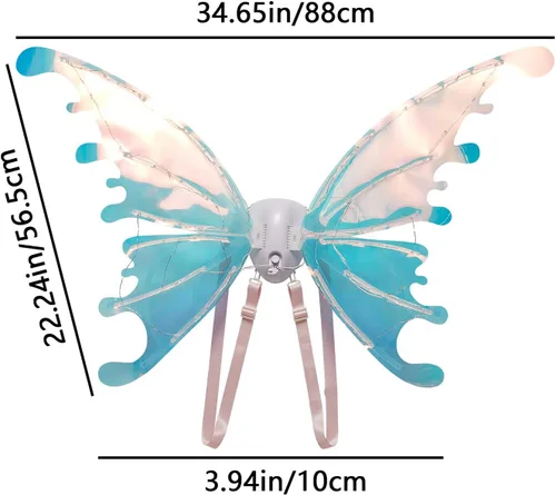 Vista 7 de Alas de hadas eléctricas para niños, niñas y mujeres adultas, alas de mariposa en movimiento iluminadas para Halloween, cosplay, disfraz de alas