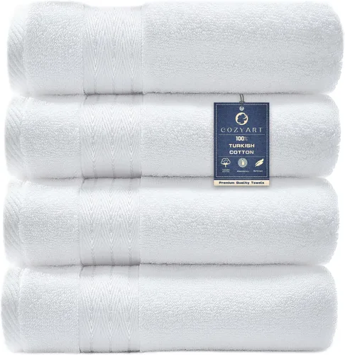 Vista 17 de COZYART - Juego de 6 toallas de baño de algodón turco, color azul claro, suaves, altamente absorbentes y duraderas, 19.17 oz/yd², incluye 2 toallas
