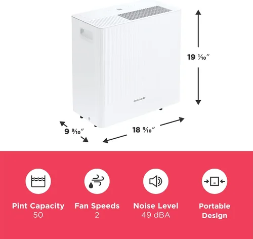 Vista 3 de Frigidaire - Deshumidificador portátil de 50 pintas con Wi-Fi y certificación Energy Star para habitaciones medianas/grandes y sótanos, control