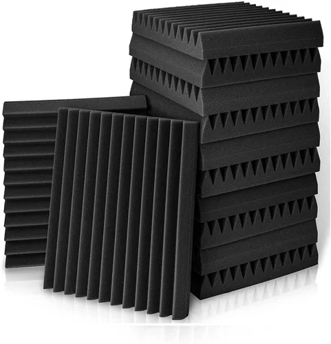 Vista 11 de Paneles de espuma acústica, paquete de 12 paneles de tratamiento acústico de 12 x 12 x 1 pulgadas, paneles de pared insonorizados, fáciles de Morado
