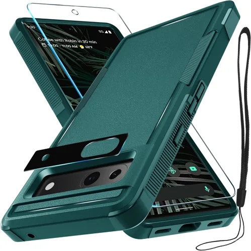 Vista 45 de Funda para Google Pixel 7A, Funda Protectora de Teléfono de Cuerpo Completo Resistente de Trabajo Pesado Robusta a Prueba de Golpes con Correa
